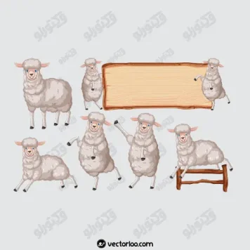 وکتور ست گوسفند کارتونی 1