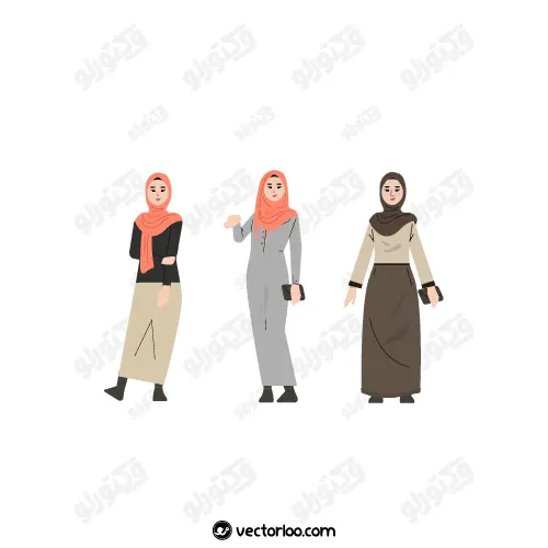 وکتور مد لباس زنانه با حجاب کامل 1