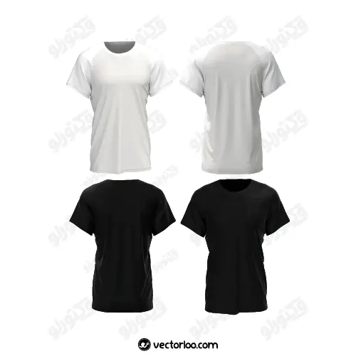 وکتور موکاپ تی شرت مردانه سیاه و سفید 1