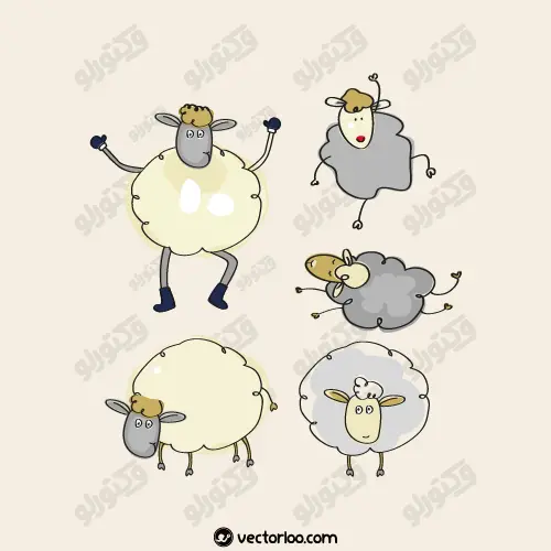 وکتور نقاشی گوسفند در چند حالت 1