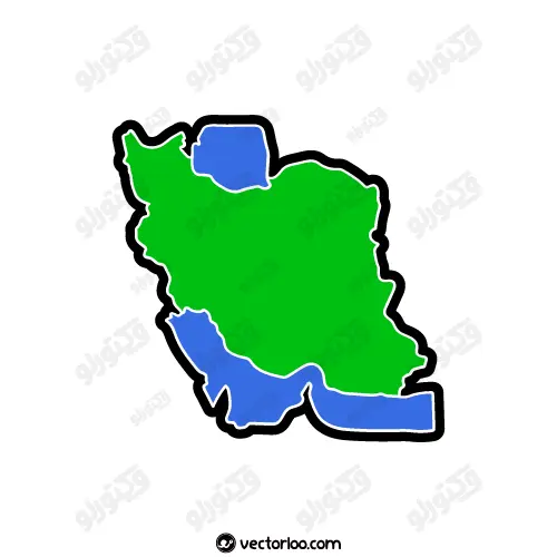 وکتور نقشه ایران سبز و آبی 1