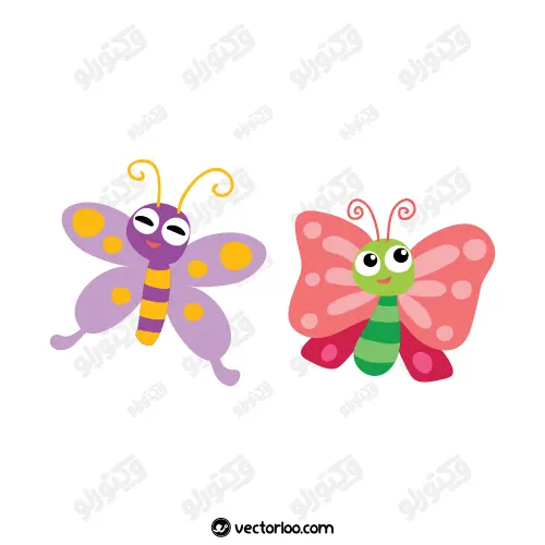 وکتور پروانه کارتونی کودکانه با صورت 1