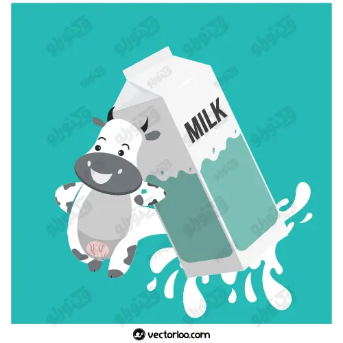 وکتور گاو و پاکت شیر کارتونی 1