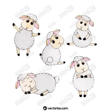وکتور گوسفند صورتی در چند طرح 1