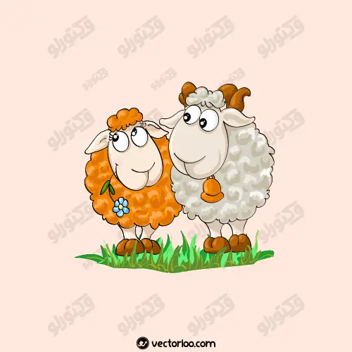 وکتور گوسفند نر ماده کارتونی 1