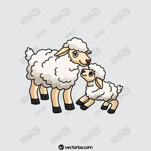 وکتور گوسفند و بره کارتونی 1