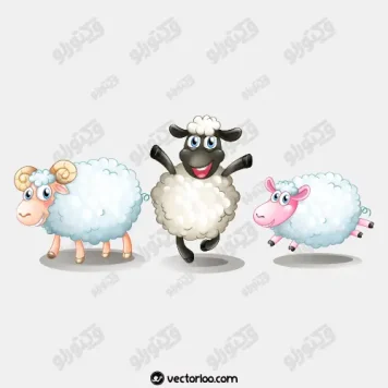 وکتور گوسفند کارتونی در سه حالت 1