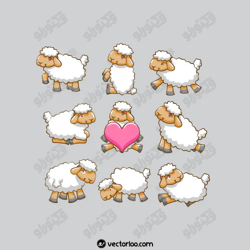 وکتور گوسفند کارتونی در نه طرح 1