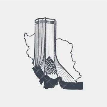 وکتور برج آزادی با نقشه ایران