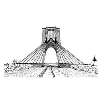 وکتور برج آزادی رسم دست خطی