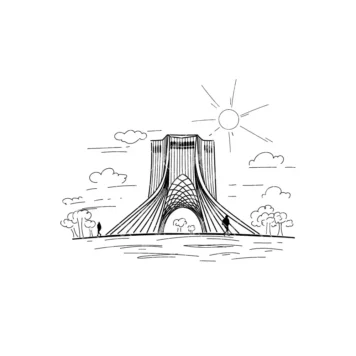 وکتور برج آزادی رسم دست خطی
