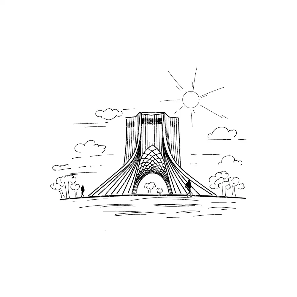 وکتور برج آزادی رسم دست خطی