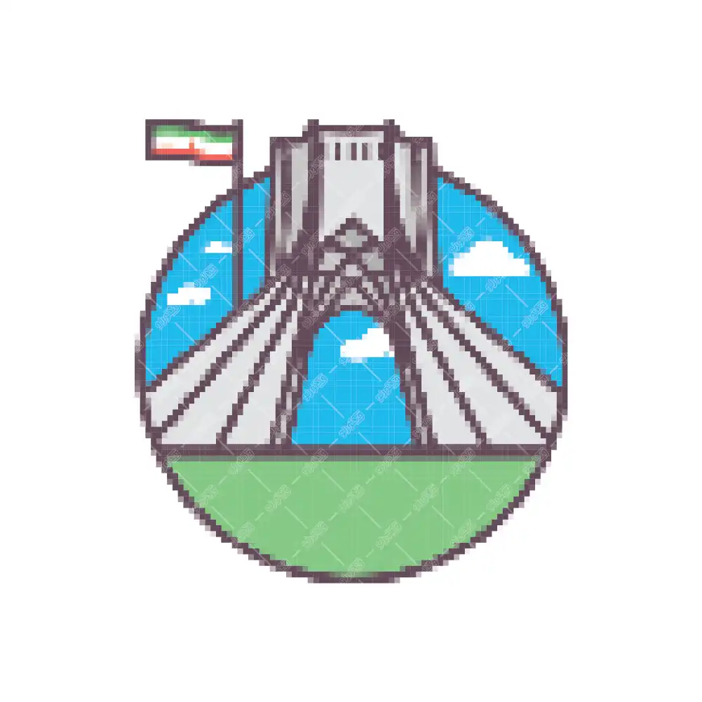 وکتور برج آزادی پیکسل آرت گرد